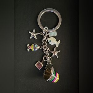 Coach Silver Multicolor Beach Themed Keychain